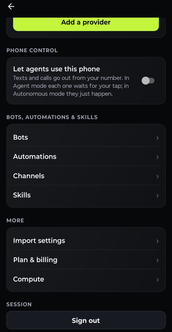 Phone control toggle in Pocket account settings